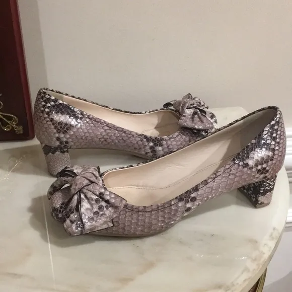 Prada reptile Embossed Leather shoes with bow ties sz.36.5.