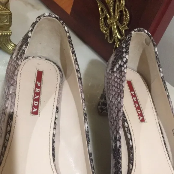 Prada reptile Embossed Leather shoes with bow ties sz.36.5.