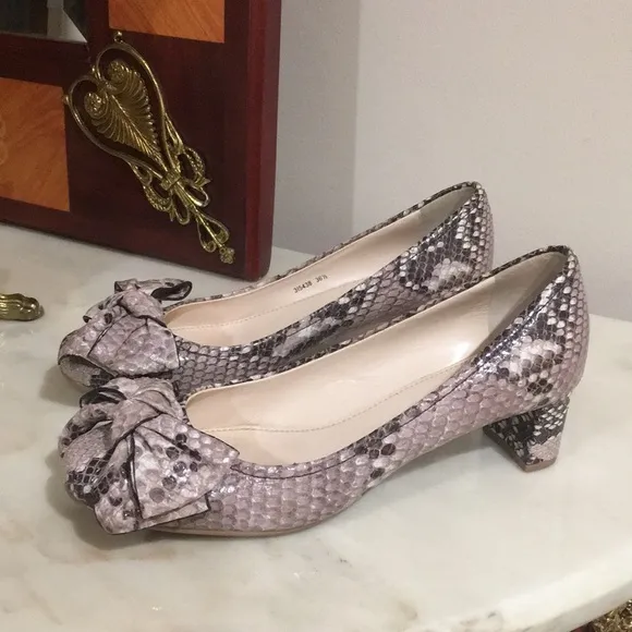 Prada reptile Embossed Leather shoes with bow ties sz.36.5.