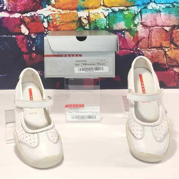 PRADA – Sneakers, white, Napa leather, includes box, size 27 EU