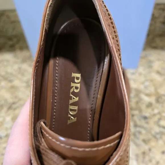 Prada Spazzolato Colo Platform Oxford Shoes Brown size 36 (US 5.5) Box Included