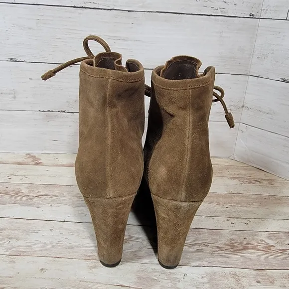 Prada Tan Suede lace-up wedge boots EU 39