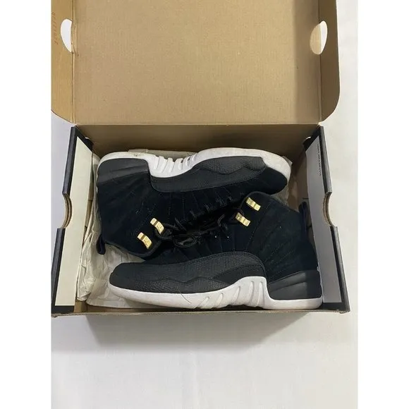 Pre-Owned Youth Size 6Y Black White Air Jordan 12 Retro (GS) Basketball Shoes