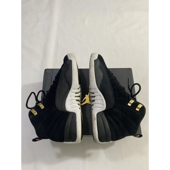 Pre-Owned Youth Size 6Y Black White Air Jordan 12 Retro (GS) Basketball Shoes
