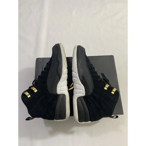 Pre-Owned Youth Size 6Y Black White Air Jordan 12 Retro (GS) Basketball Shoes