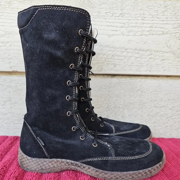Primigi Enora Girl's Black Boots Suede Leather Zip Up with Lace Size:EU 34~US 3