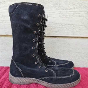 Primigi Enora Girl's Black Boots Suede Leather Zip Up with Lace Size:EU 34~US 3