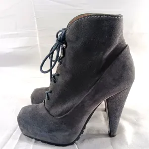 Proenza Schouler Lace Up  Booties Womens 36 / 6 Gray Suede Steampunk Victorian
