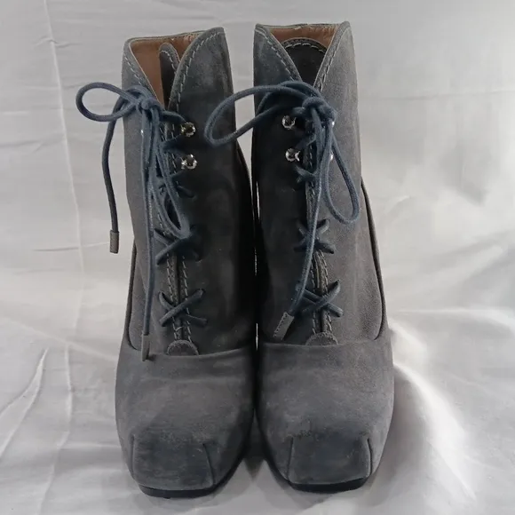 Proenza Schouler Lace Up  Booties Womens 36 / 6 Gray Suede Steampunk Victorian