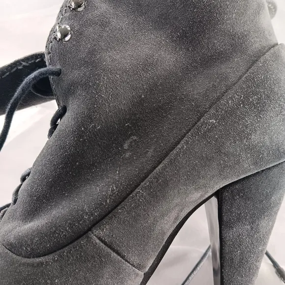 Proenza Schouler Lace Up  Booties Womens 36 / 6 Gray Suede Steampunk Victorian