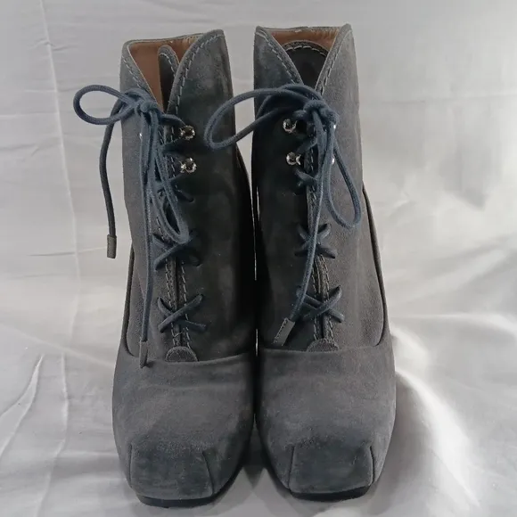 Proenza Schouler Lace Up  Booties Womens 36 / 6 Gray Suede Steampunk Victorian