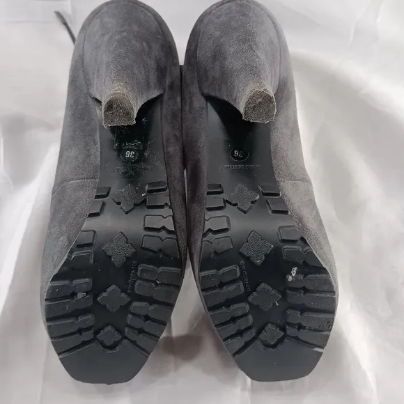 Proenza Schouler Lace Up  Booties Womens 36 / 6 Gray Suede Steampunk Victorian