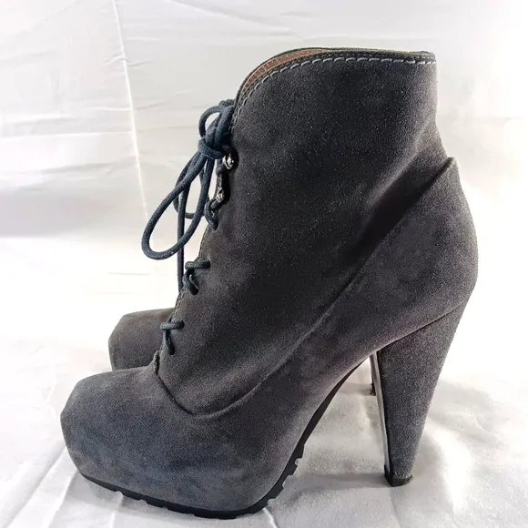 Proenza Schouler Lace Up  Booties Womens 36 / 6 Gray Suede Steampunk Victorian