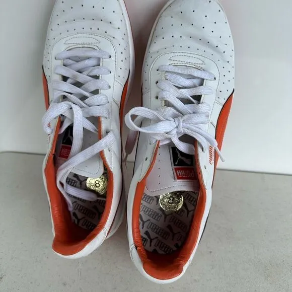 Puma GV Special Mens 13 Shoes Athletic Sneakers Leather Orange/White 343569