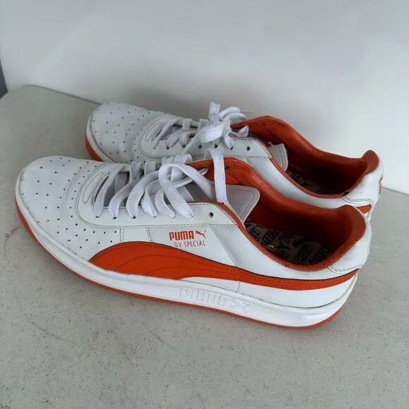 Puma GV Special Mens 13 Shoes Athletic Sneakers Leather Orange/White 343569