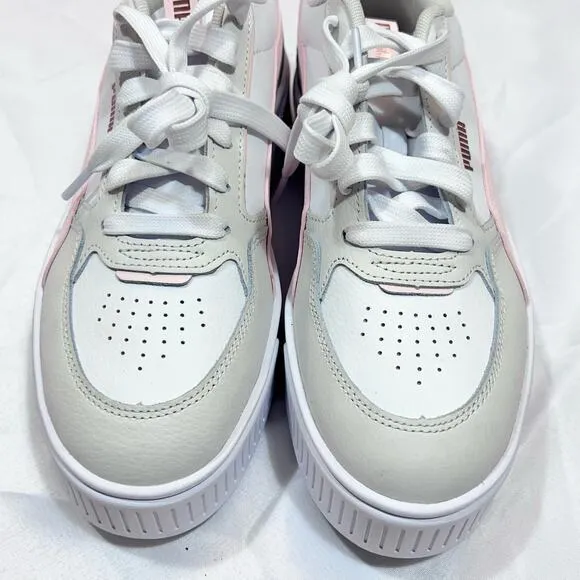 PUMA Karmen Rebelle Womens 6.5 Leather Platform Sneaker White Pink Shoe 387212