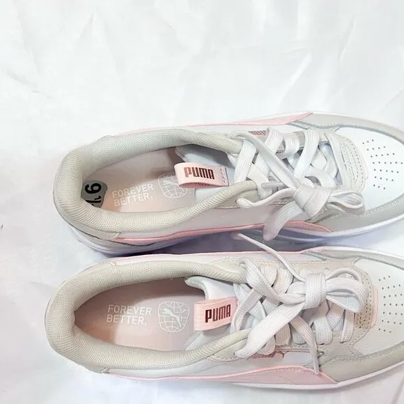 PUMA Karmen Rebelle Womens 6.5 Leather Platform Sneaker White Pink Shoe 387212