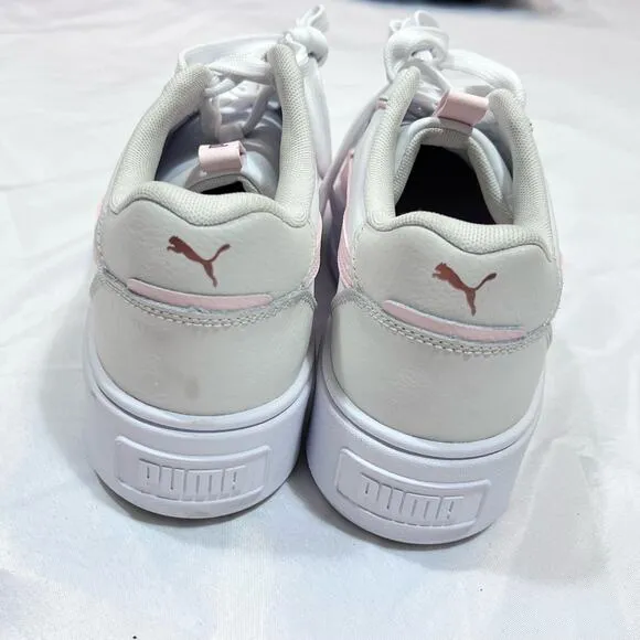 PUMA Karmen Rebelle Womens 6.5 Leather Platform Sneaker White Pink Shoe 387212