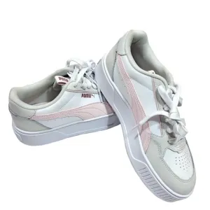 PUMA Karmen Rebelle Womens 6.5 Leather Platform Sneaker White Pink Shoe 387212