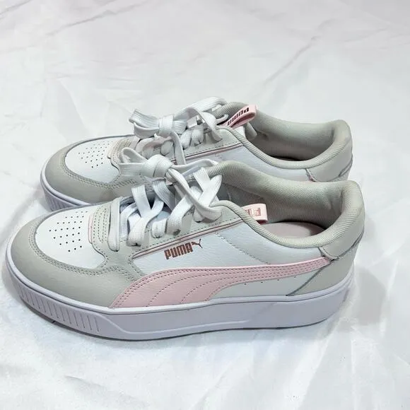 PUMA Karmen Rebelle Womens 6.5 Leather Platform Sneaker White Pink Shoe 387212