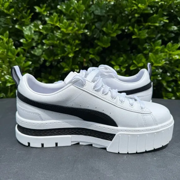 Puma Mayze Leather Puma White Puma Black Women’s Size 8.5