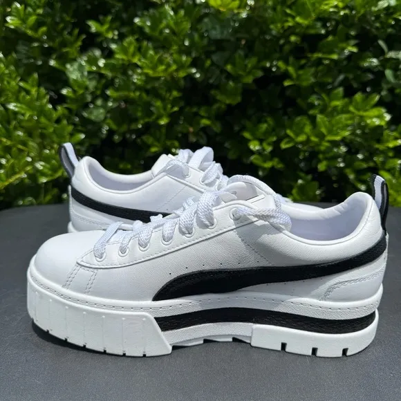 Puma Mayze Leather Puma White Puma Black Women’s Size 8.5