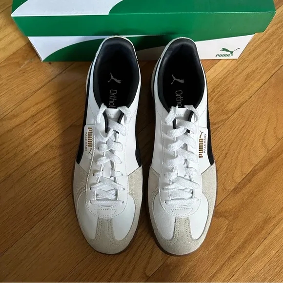 Puma Mens Palermo Leather White Black Shoes (NWT) 10