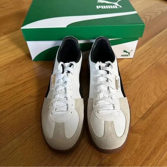 Puma Mens Palermo Leather White Black Shoes (NWT) 10
