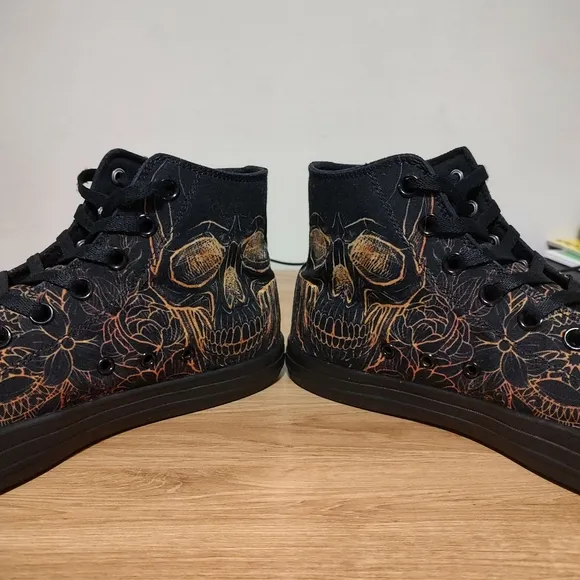 Raad Mens Shoes Size 10.5 Black Orange Red Yellow Skeleton Design