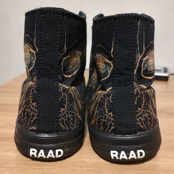 Raad Mens Shoes Size 10.5 Black Orange Red Yellow Skeleton Design