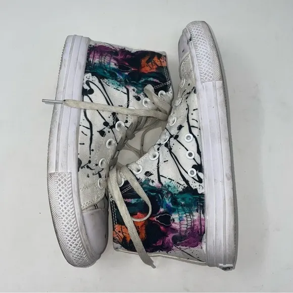 RAAD Shoes High Tops Unisex Palm Trees &amp; Skull Lace Up Multi Color 6M 7.5W