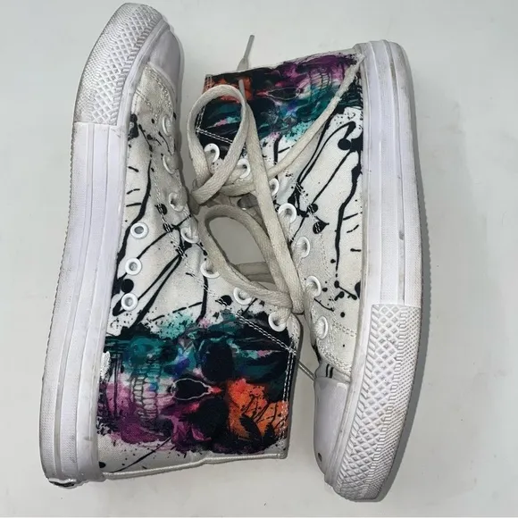 RAAD Shoes High Tops Unisex Palm Trees &amp; Skull Lace Up Multi Color 6M 7.5W