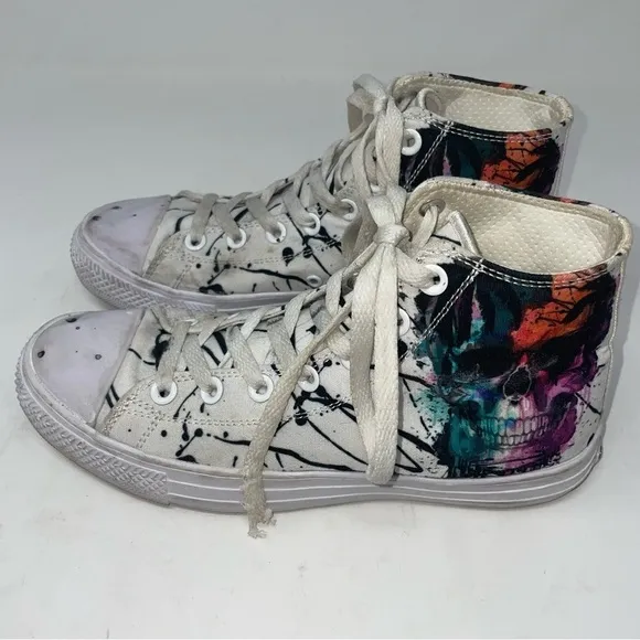 RAAD Shoes High Tops Unisex Palm Trees &amp; Skull Lace Up Multi Color 6M 7.5W