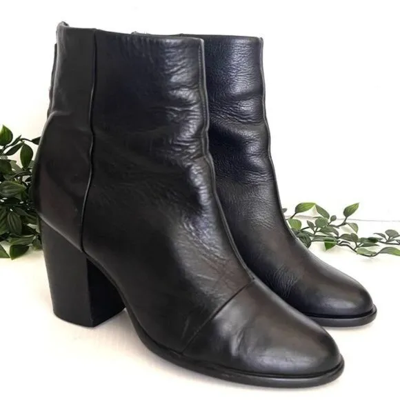 Rag &amp; Bone Ankle Boots Black Newbury Leather Size 7.5