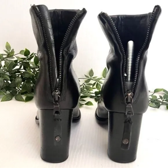 Rag &amp; Bone Ankle Boots Black Newbury Leather Size 7.5
