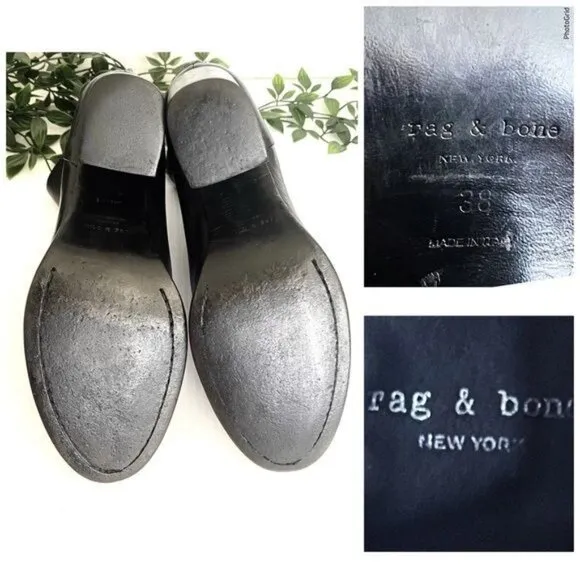 Rag &amp; Bone Ankle Boots Black Newbury Leather Size 7.5
