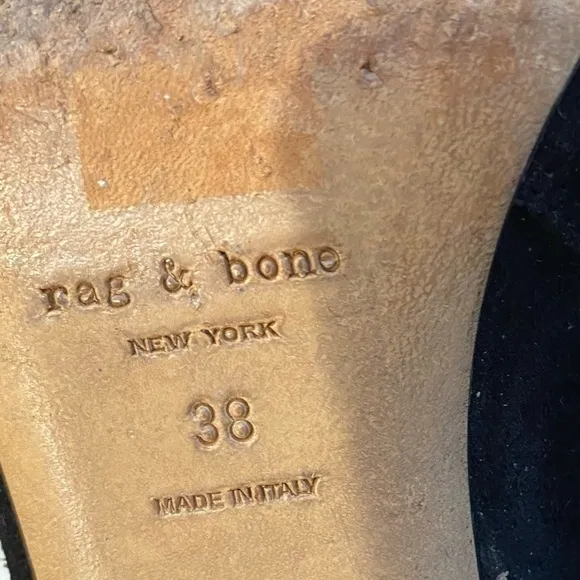 rag &amp; bone Black Genuine Suede Leather Lined Suede Straps Studs Ankle Boots