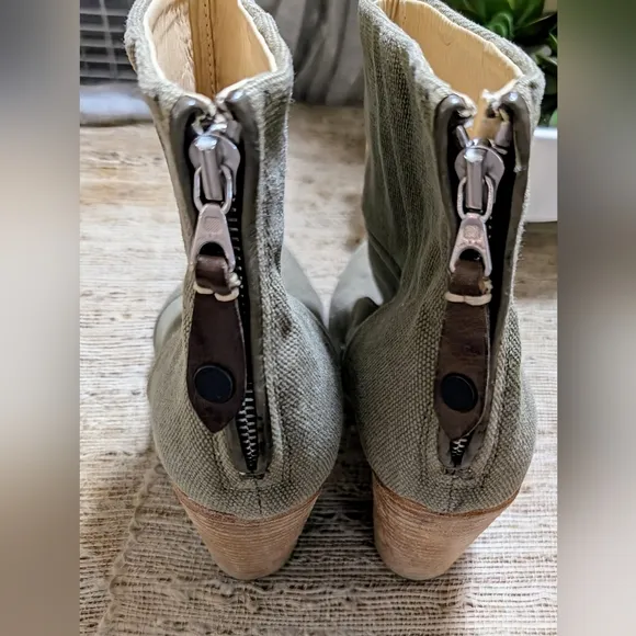 RAG &amp; BONE CLASSIC NEWBURY GREY CANVAS ANKLE BOOTS