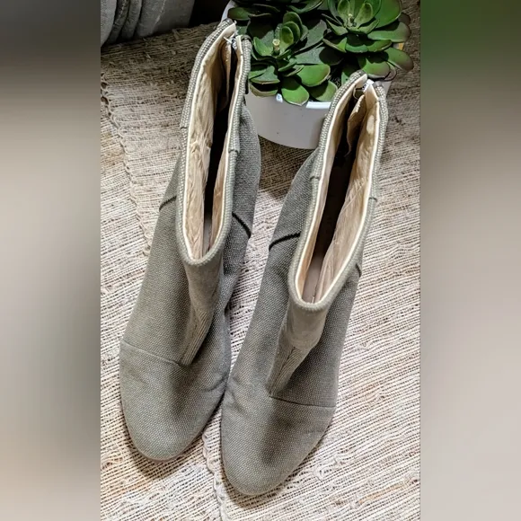 RAG &amp; BONE CLASSIC NEWBURY GREY CANVAS ANKLE BOOTS