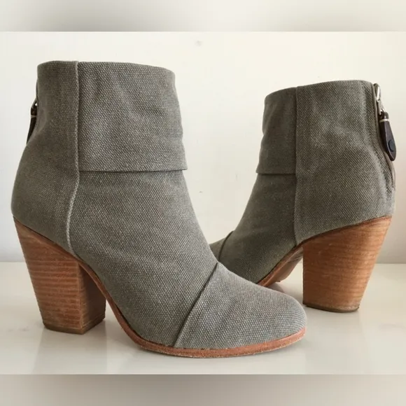 RAG &amp; BONE CLASSIC NEWBURY GREY CANVAS ANKLE BOOTS