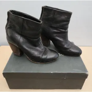Rag &amp; Bone Dark Brown Leather Ankle Boots 9 Classic Newbury Bootie With Box 39