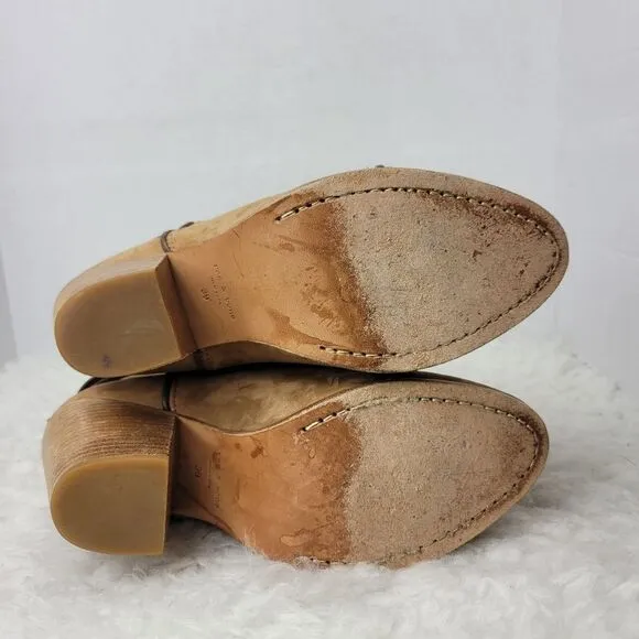 rag &amp; bone  Kinsey Women's Ankle Boots Size 9 Carmel Tan Suede Brown Strap