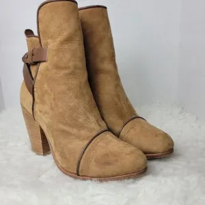 rag &amp; bone  Kinsey Women's Ankle Boots Size 9 Carmel Tan Suede Brown Strap