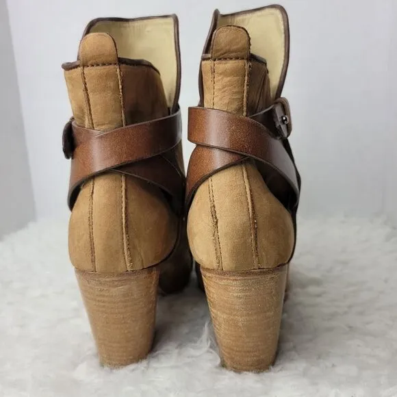 rag &amp; bone  Kinsey Women's Ankle Boots Size 9 Carmel Tan Suede Brown Strap