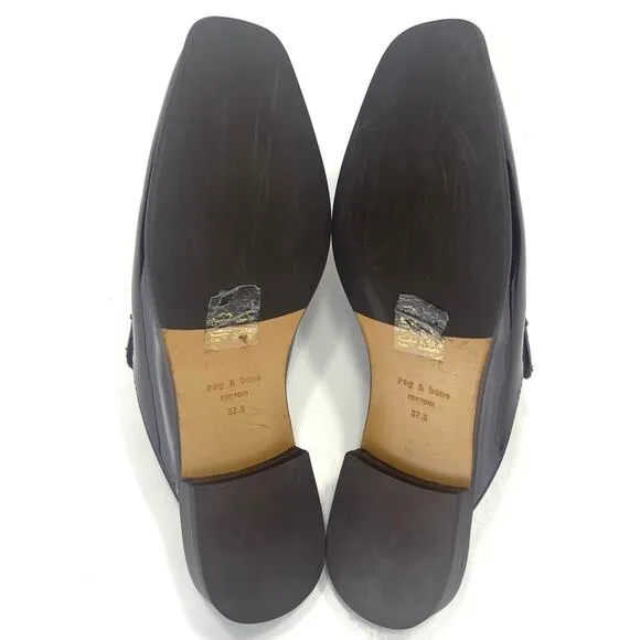 RAG &amp; BONE NEW YORK ASLEN MERLOT RED LEATHER LOAFER MULES SHOES