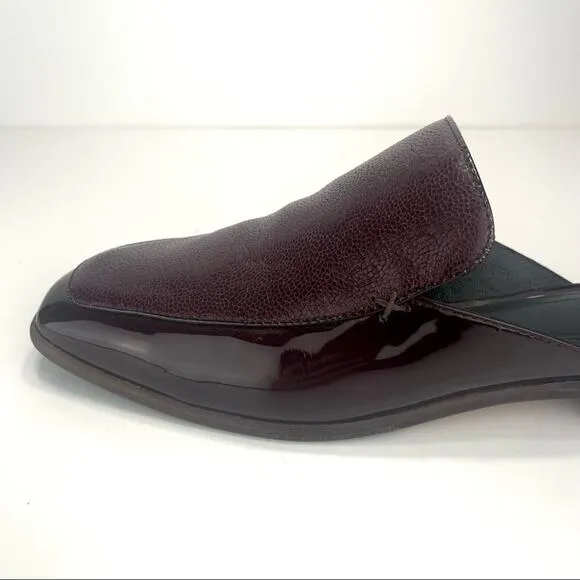 RAG &amp; BONE NEW YORK ASLEN MERLOT RED LEATHER LOAFER MULES SHOES