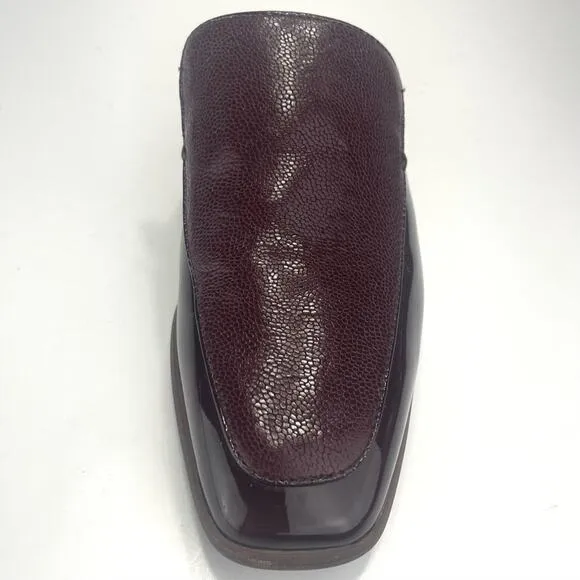 RAG &amp; BONE NEW YORK ASLEN MERLOT RED LEATHER LOAFER MULES SHOES