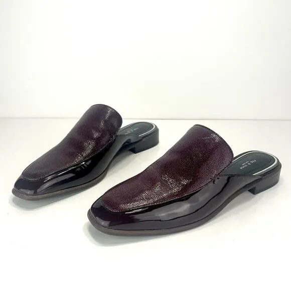 RAG &amp; BONE NEW YORK ASLEN MERLOT RED LEATHER LOAFER MULES SHOES