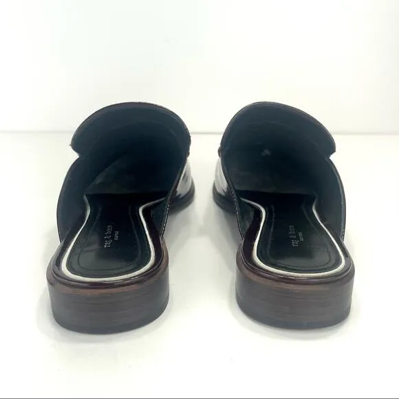 RAG &amp; BONE NEW YORK ASLEN MERLOT RED LEATHER LOAFER MULES SHOES