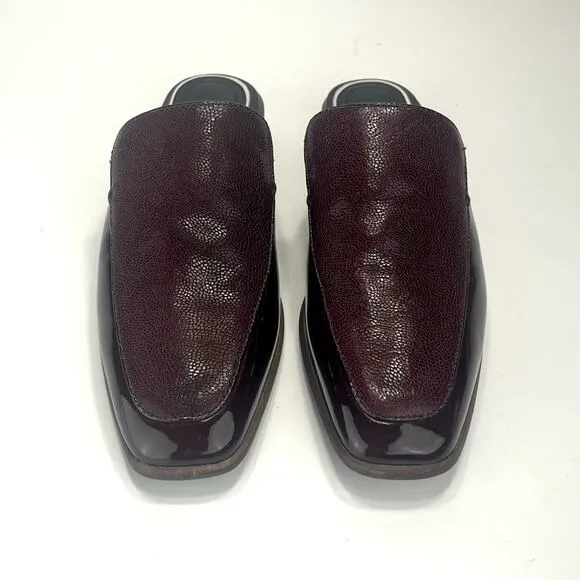 RAG &amp; BONE NEW YORK ASLEN MERLOT RED LEATHER LOAFER MULES SHOES